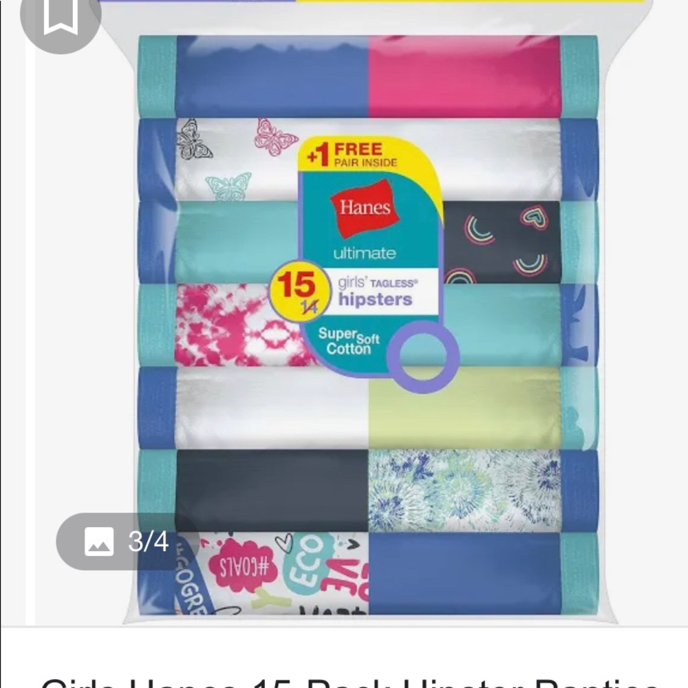 Hanes Girls Hipster Size 12 Pack of 15;Brand New